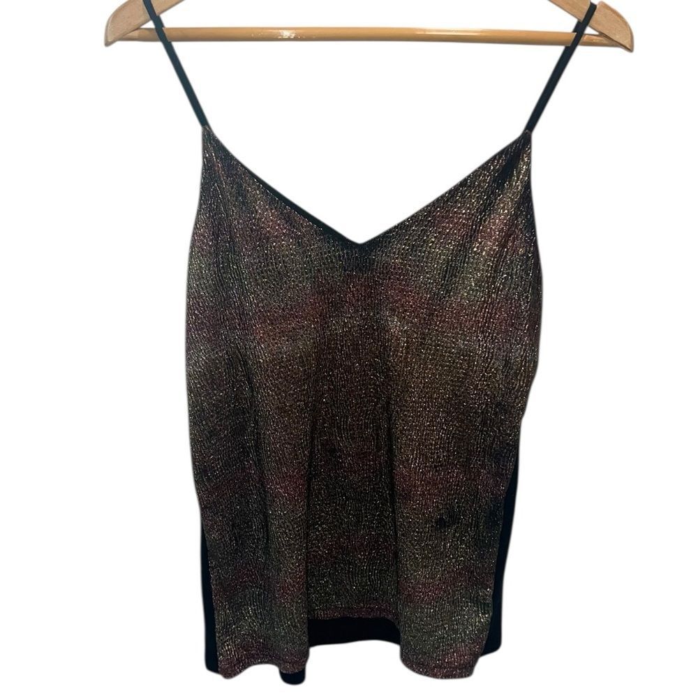 Urban Outfitters Kimchi Blue Metallic Shimmer Camisole Size M Gold Black Party - Picture 2 of 6